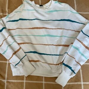 Roxy White and Green Crew Neck Sweater